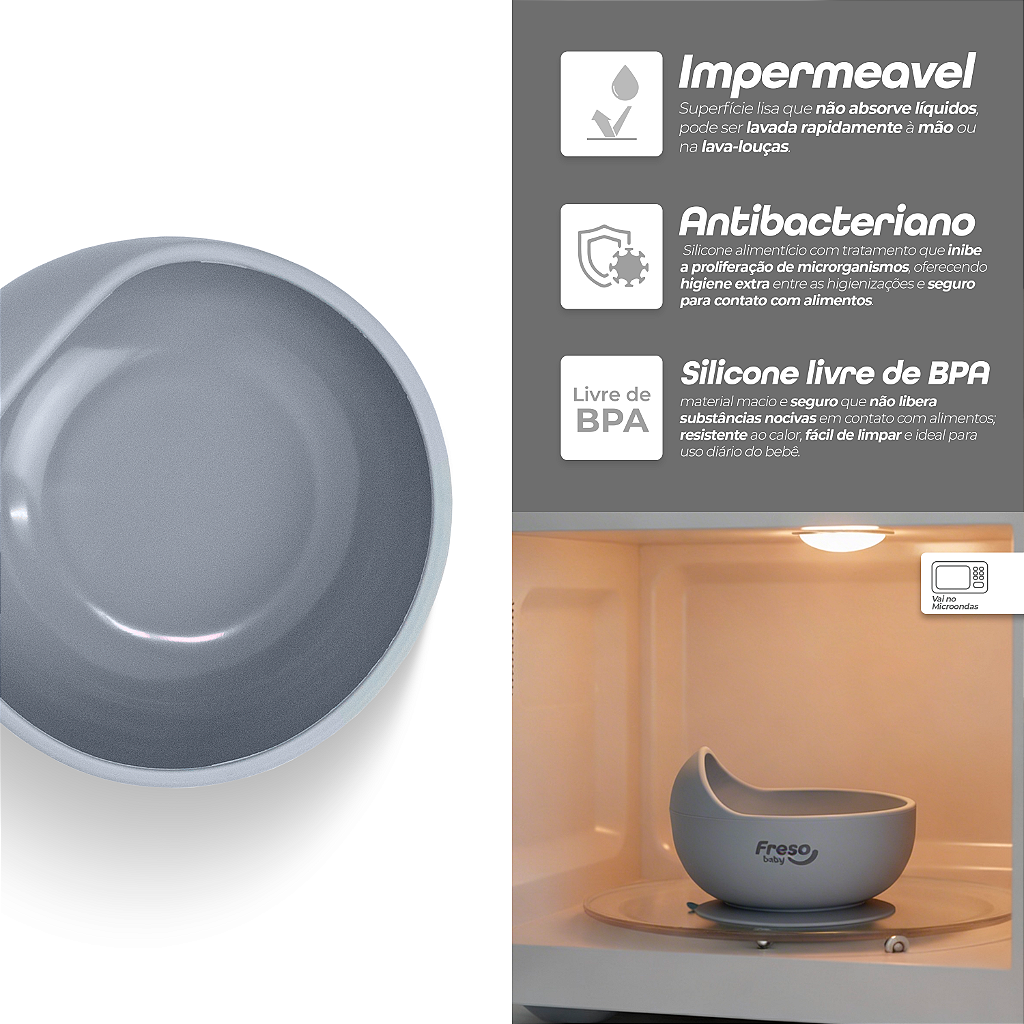 Tigela Alimentação Infantil Freso BLW Silicone Livre BPA Ventosa Antibacteriano 4