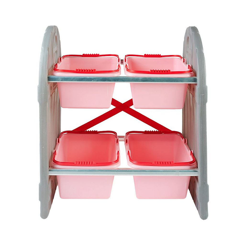 Organizador de Brinquedos Arrumadinho Infantil Rosa 4 Cestos Freso 2