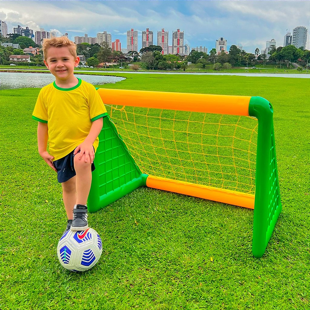 Mini Gol de Futebol Infantil Brasil Par com Bola Freso 4