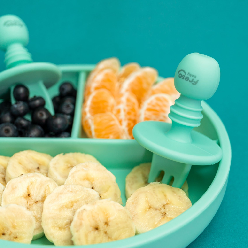 Kit Colher e Garfo de Treinamento com Limitador Freso Silicone