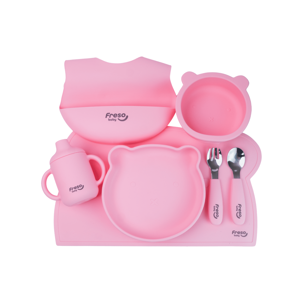 Kit Introdução Alimentar Infantil 7 Peças Urso Freso Silicone