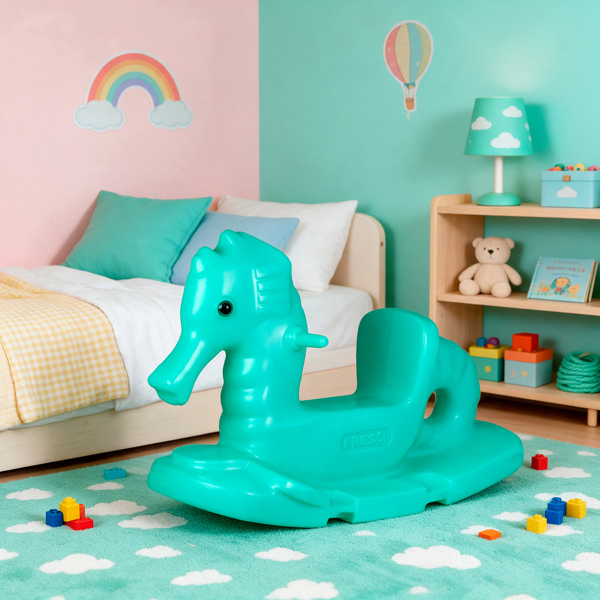 Gangorra Infantil de Plástico Cavalo Marinho Verde Baby Dream Freso