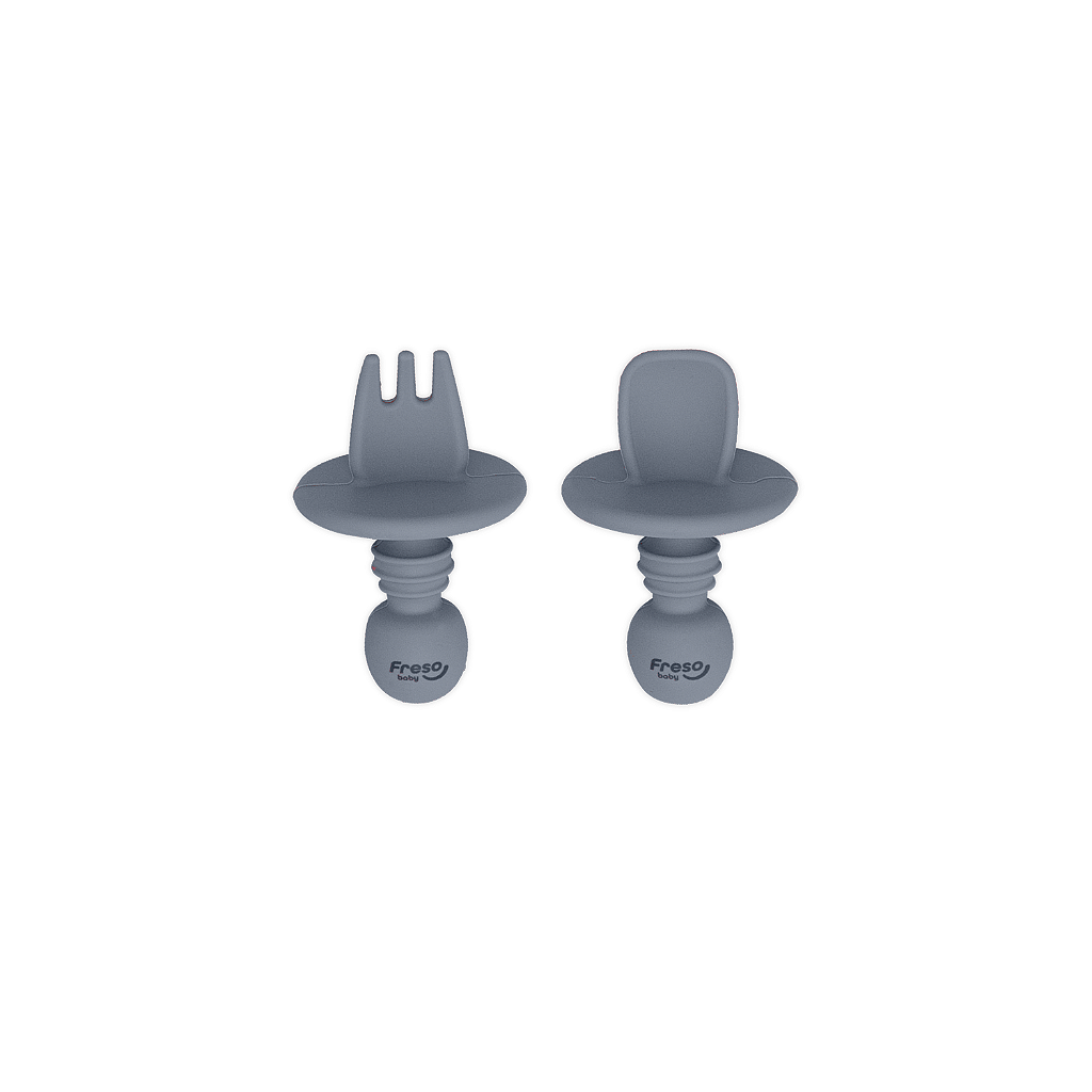 Kit Colher e Garfo de Treinamento com Limitador Alimentação Bebê Freso Silicone BLW 5