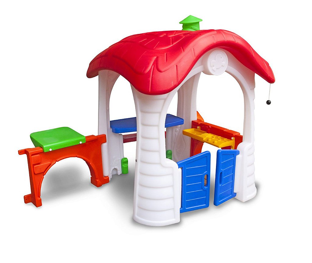 Casinha de Brinquedo e Boneca Acessivel Freso Petit c/ Mesinha e Banco