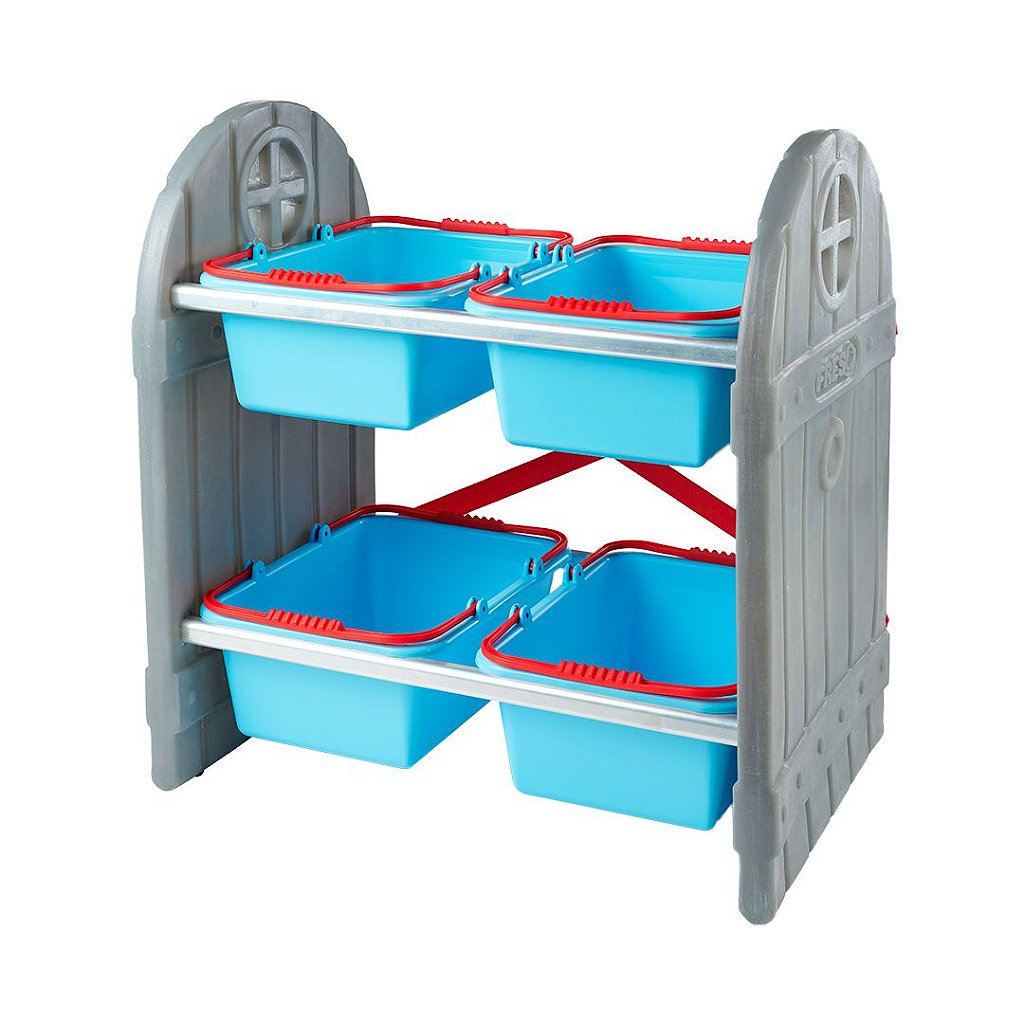 Organizador de Brinquedos Arrumadinho Infantil Azul 4 Cestos Freso