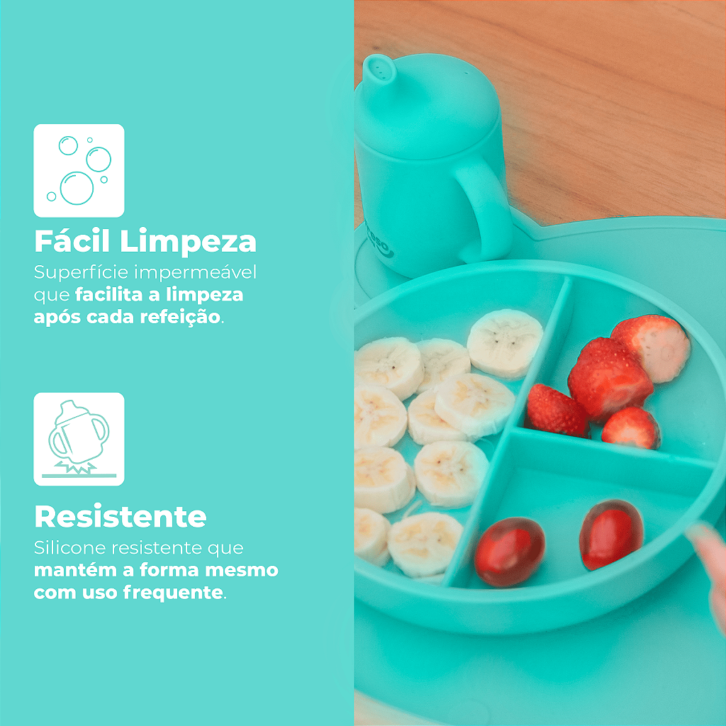 Kit Introdução Alimentar de Bebê Freso Infantil 5 peças Silicone Livre BPA Prato com Ventosa 4