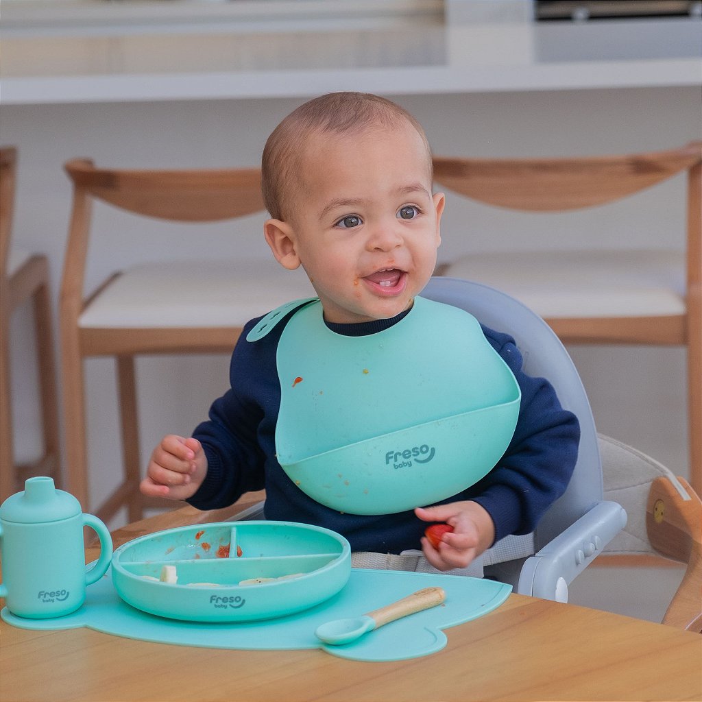 Kit Introdução Alimentar de Bebê Freso Infantil 5 peças Silicone Livre BPA Prato com Ventosa 2