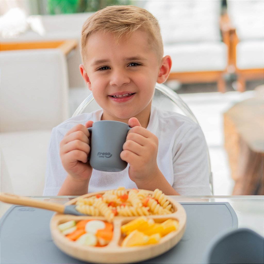 Prato Alimentação Infantil Bebê Freso BLW IA Bamboo Ecológico com Ventosa e Divisória 3